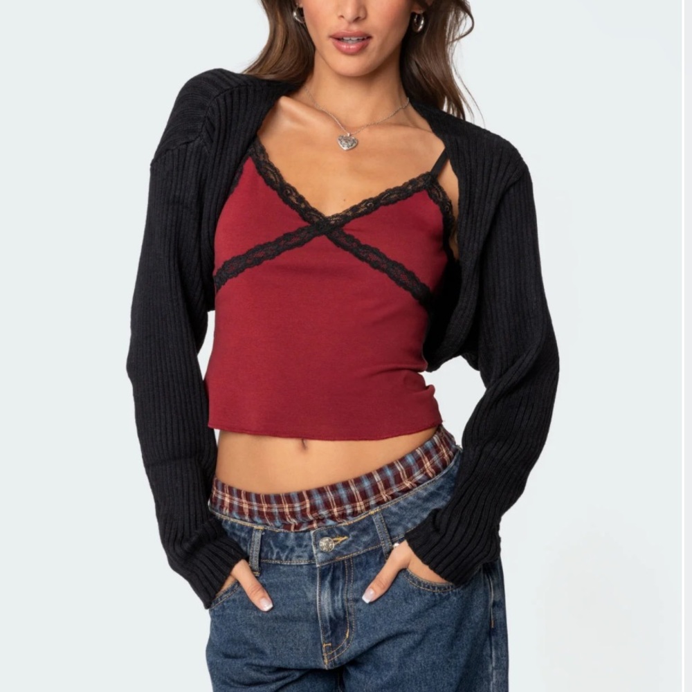 Edikted Anya Black Knit Shrug
